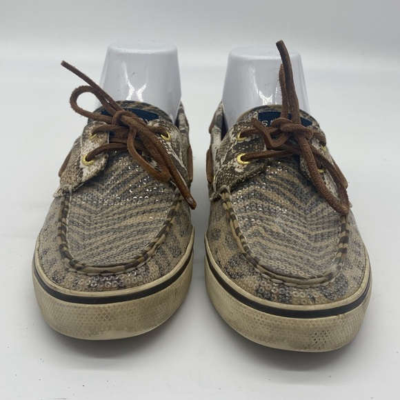 Sperry Leopard Print Clear Sequin Classic Boat Shoes - Picture 4 of 10